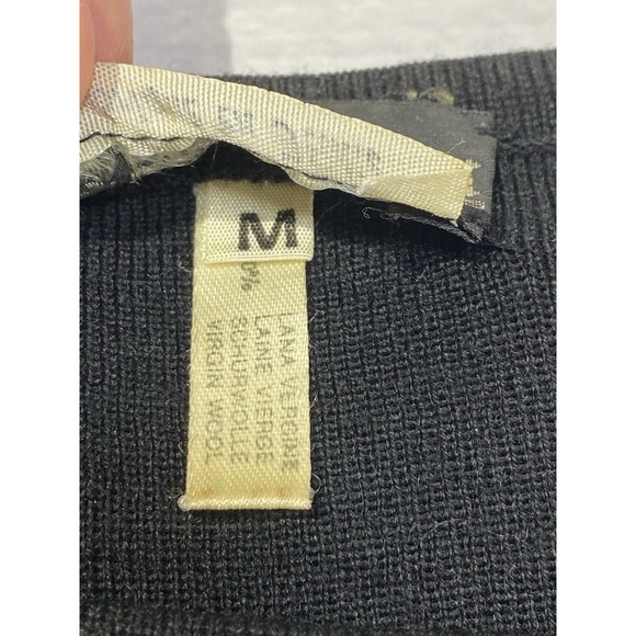 Vintage Luxury Popy Moreni Women 100% Wool Black & White Strip Sweater Size Med - Picture 3 of 9